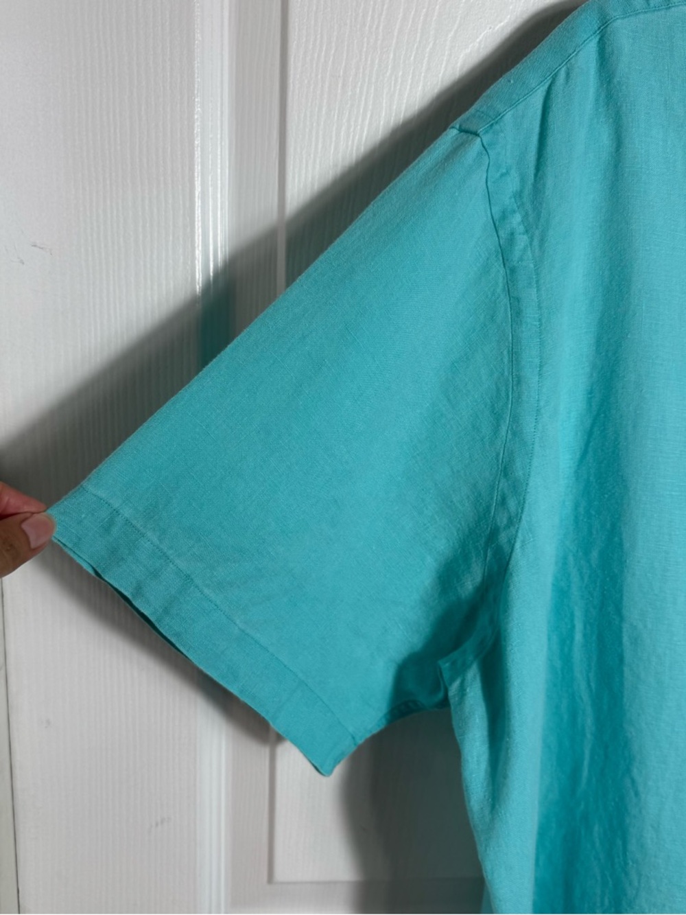 Polo Ralph Lauren Men's XL 100% Linen Shirt Aqua Short Sleeve Button Down - Picture 4 of 7